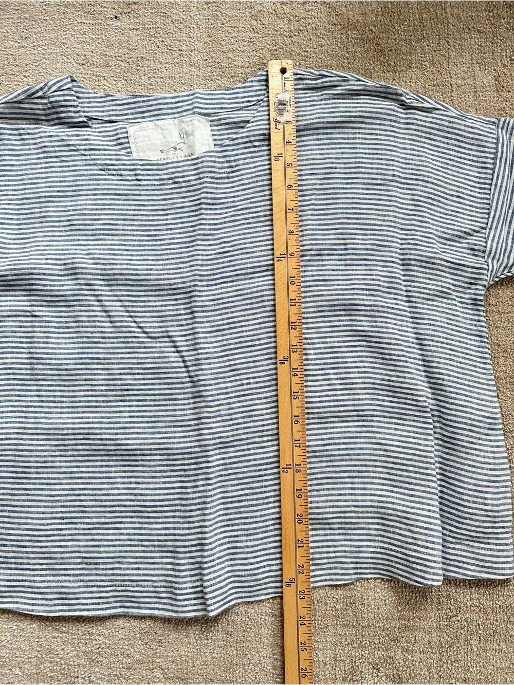 notPERFECTLINEN Blue and White Striped Cotton Boxy Top - Picture 4 of 5